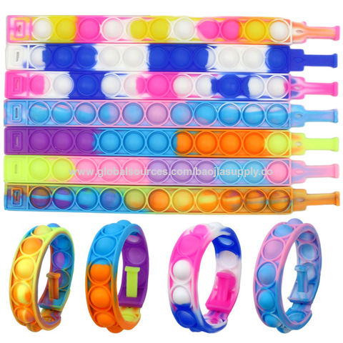 Bracelet anti-stress arc-en-ciel pour le contrôle des rats, exercice de décompression, bracelet en silicone musical à bulles pour les doigts