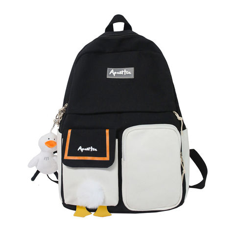 Buy Wholesale China Cute Canvas School Bag Junior High School Student High  School Student Backpack With Duck Pendant & School Bag at USD 6.86