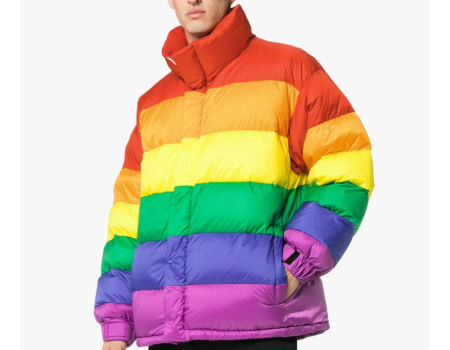Men's Plus Size Winter Fashion Men Rainbow Stand Collar Zipper 