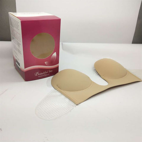 Copas de sujetador de espuma sin espalda y sin aros Sujetador sin tirantes Silicona sin costuras Push Up de una pieza en forma de U