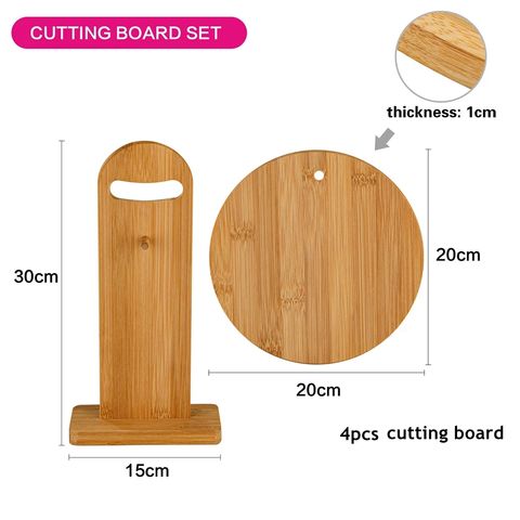 Buy Wholesale China 4pcs/6pcs Durable Bamboo Cutting Board,round Square Cutting  Board Set With Stand, Kitchen Accessory & Cheese Board at USD 1.3