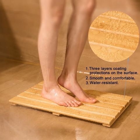 SPA Relaxation Bathroom Rugs Non-Slip Bamboo Shower Mat Bath Mat