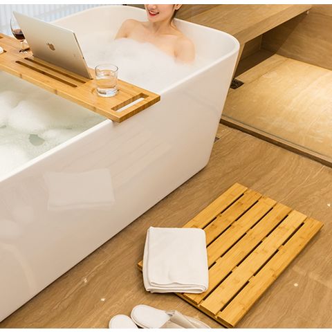 mDesign Bamboo Non-Slip Indoor/Outdoor Spa Bath and Shower Mat Natural Wood