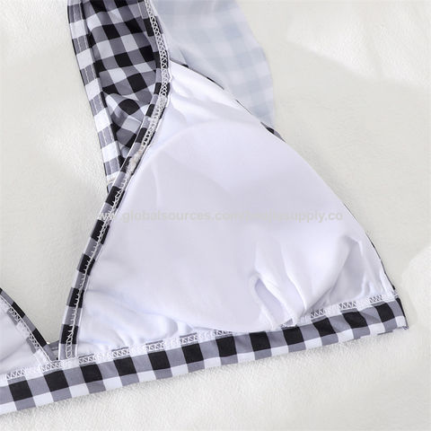 Bikini a cuadros con triángulo para mujer, estilo europeo y africano - Traje de baño de dos piezas