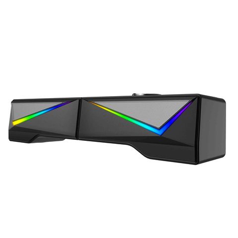 Barra de sonido RGB 2.0 con cable, desmontable, para escritorio
