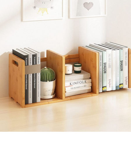 Details about   Bamboo Wood Extendable Desk Tabletop Book Rack Bookshelves Bookcase Organizer 