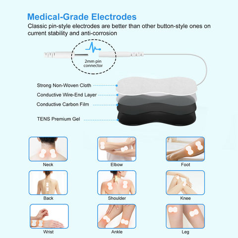 Tens Unit Pads [FDA 510(k) Cleared] Medical Grade Blue Extra Thick  Electrodes