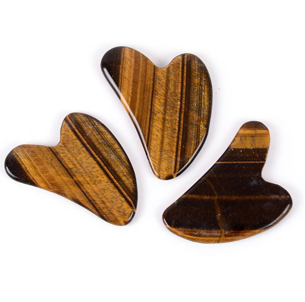 China Natural Tiger Eye Gua Sha Stone Massage Tool Tiger Eye Heart Gua