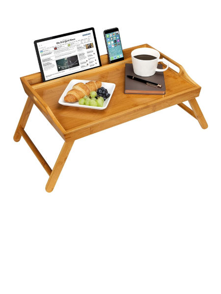 Foldable Bamboo Wood Dinner Table Coffee Tea Tray Stand Serving Snack Portable