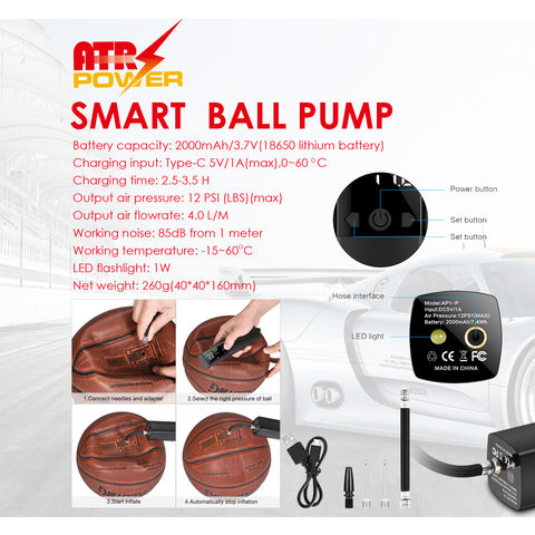 Electric Ball Pump, Smart Air Pump Portable Fast Ball Inflation with  Precise Pressure Gauge and Digital LCD Display for Football Basketball  Volleyball