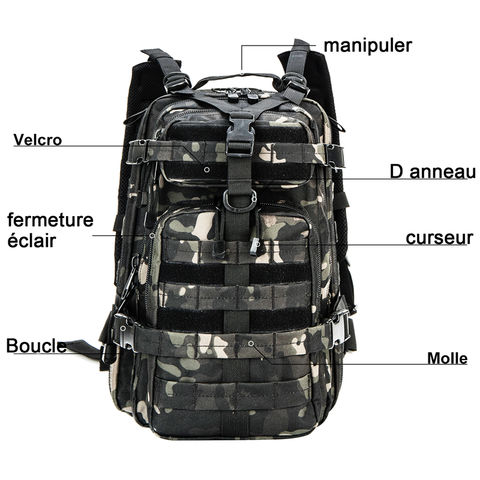 Sac à dos Militaire 25L Tactique 4 en 1 (Molle)