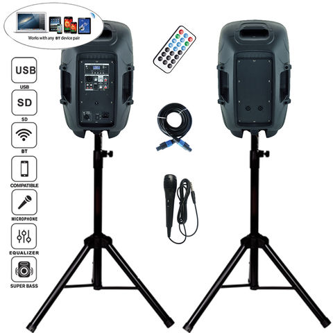 Système d'enceintes de sonorisation combo 2 voies 10 pouces 1000 W audio professionnel, enceinte active + passive, 2 caissons