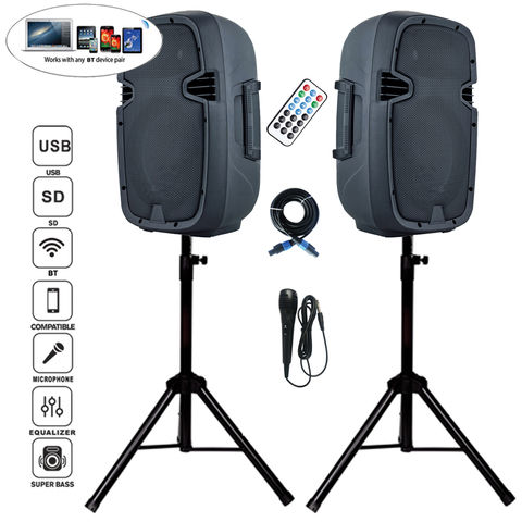 Système d'enceintes de sonorisation combo 2 voies 10 pouces 1000 W audio professionnel, enceinte active + passive, 2 caissons