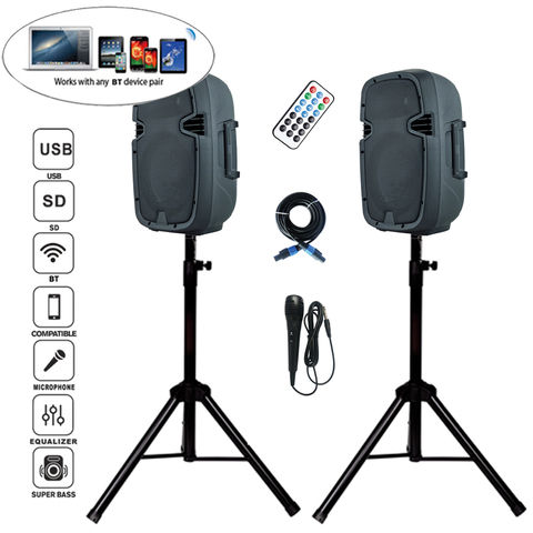 Système d'enceintes de sonorisation combo 2 voies 10 pouces 1000 W audio professionnel, enceinte active + passive, 2 caissons