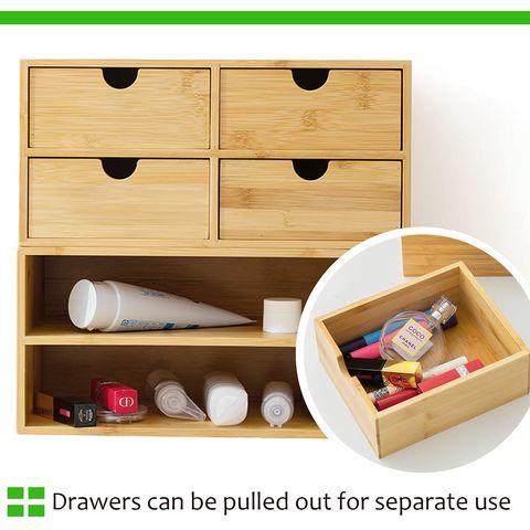 Buy Wholesale China Mini Desk Bamboo Makeup Organizer With Drawers