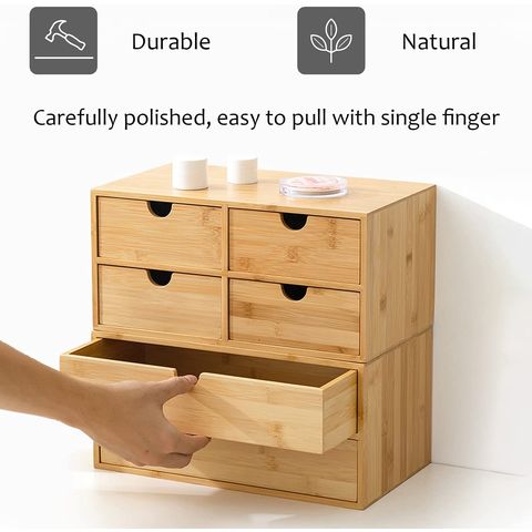 Buy Wholesale China Mini Desk Bamboo Makeup Organizer With Drawers