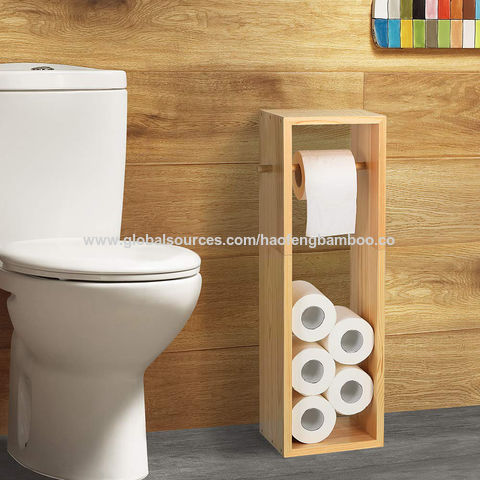 Wood Free Standing Toilet Paper Roll Holder with Drawer - On Sale