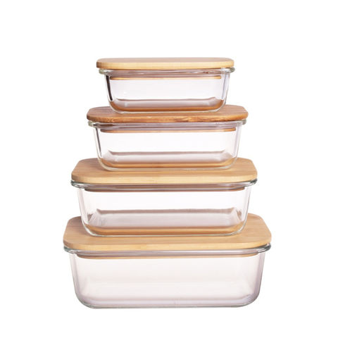 Buy Wholesale China Meal Prep Bamboo Lid Compartment Glass Food Storage  Container Glass Lunch Box & Food Storage Container Glass at USD 0.8