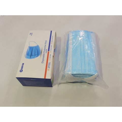 Mascarilla protectora desechable, máscaras transpirables de 3 caras con ganchos, con tela soplada por fusión (azul 50)