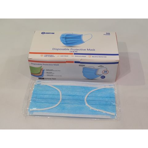 Mascarilla protectora desechable, máscaras transpirables de 3 caras con ganchos, con tela soplada por fusión (azul 50)