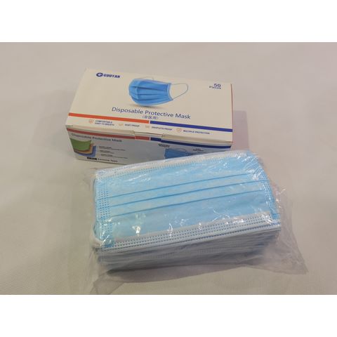 Mascarilla protectora desechable, máscaras transpirables de 3 caras con ganchos, con tela soplada por fusión (azul 50)