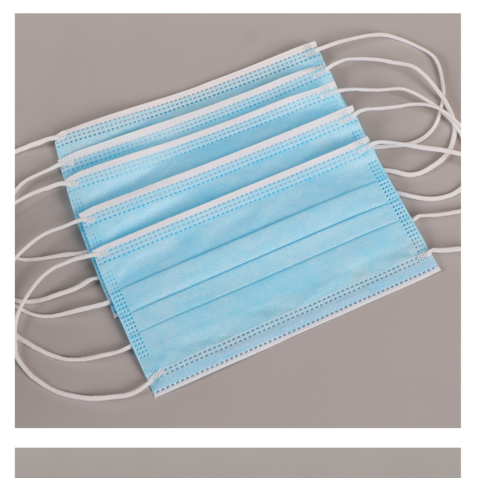 Mascarilla protectora desechable, máscaras transpirables de 3 caras con ganchos, con tela soplada por fusión (azul 50)