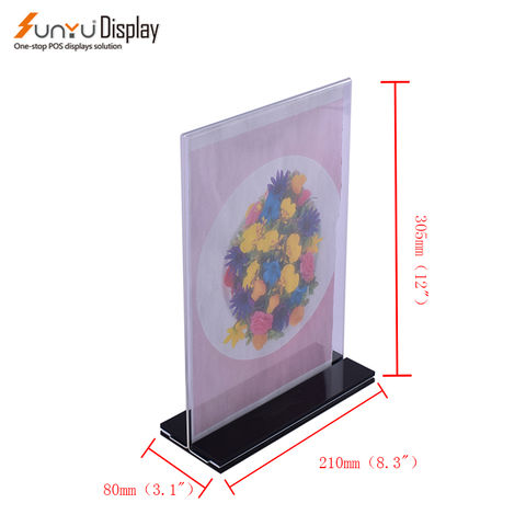 A4 / A5 / A6 Acrylic Sign Holder Display Stand Acrylic Sign Holder Display  Stand Table Stands For Display Picture Holders For Tables Clear Display  Stand Paper Stand Flyer Holder,solid Wood Base(1