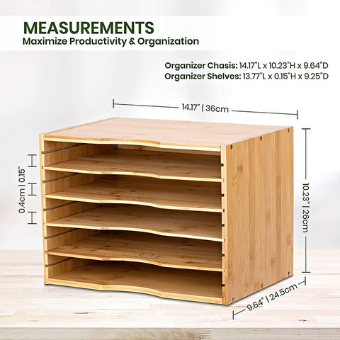 Bamboo Desktop Bookshelf Counter Top Bookcase 3-Drawers Home Kids Desk  Organizer