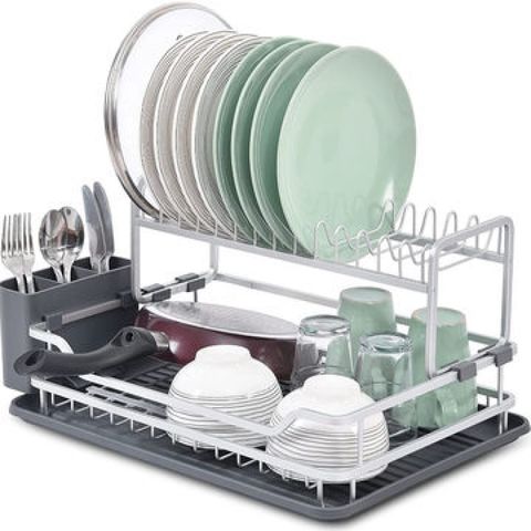 2 Tier Plates Drainer Kitchen Stainless Steel Foldable Dish Drying Rack -  China Dish Rack and Dish Drying Rack price