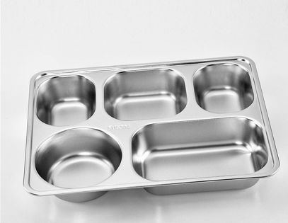 Stainless Steel Japanese Style Fast Food Tray For School And