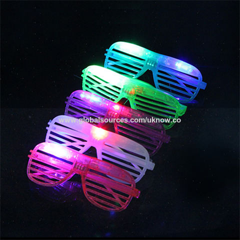 2 Flashing LED Shutter Glasses Light Up Rave Slotted Party Glow Shades Fun  UK