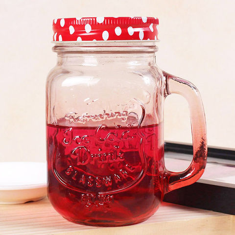 Buy Wholesale China Regular Mouth Mason Jar Cups With Handle 12 Oz