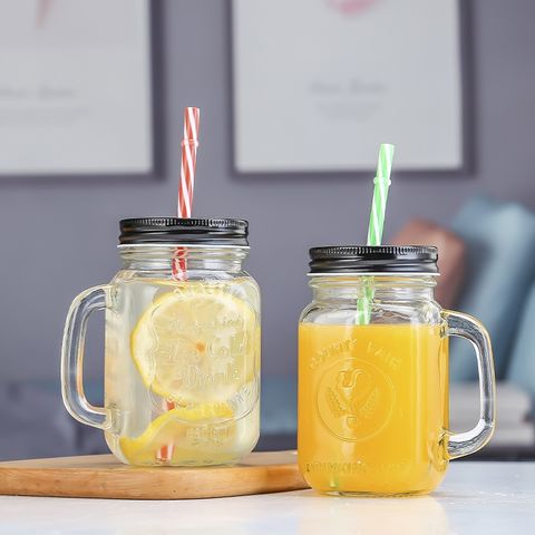 Mason Jars with Handle 16oz Glass Mugs with Glass Straws and Bamboo Lids  for Iced Coffee Smoothie Overnight Oats Containers - China Mason Jar and  16oz Mason Jar price