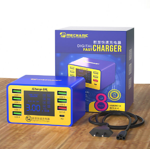 MECHANIC iCharge 8M QC 3.0 USB Smart Charger Support Fast-charging With LCD LED Display Multi-Port supplier