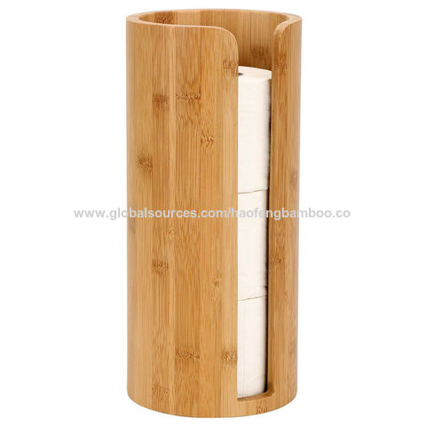 Buy Wholesale China Round Bamboo Toilet Paper Roll Holder Bamboo