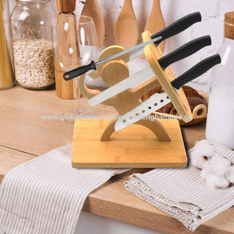 Buy Wholesale China Bamboo Steak Knife Set Holder Warrior Shape Kitchen  Knife Block Holder 7 Holes Knife Holder Stand & Bamboo Knife Blocks at USD  2.3