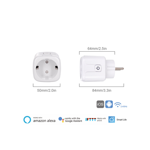 Enchufe Toma Inteligente Wifi Smart Plug 220v Alexa Google Blanco