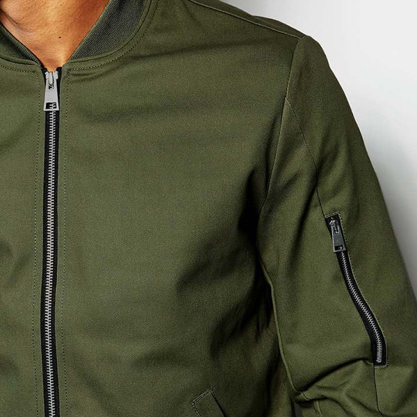 Men's Bomber Jacket in Solid Color Technical Fabric Green GIOSAL-G3002