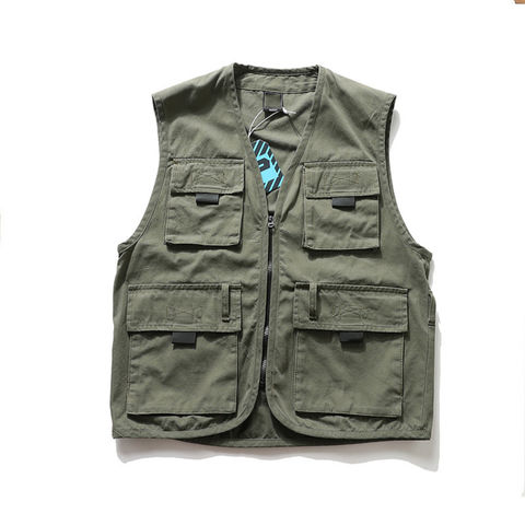 Men's Tactical Vest Multi-Pocket Solid Color Tooling Style Outdoor