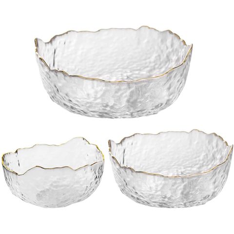 Buy Wholesale China Glass Salad Bowl, Golden Edge, Large Glass