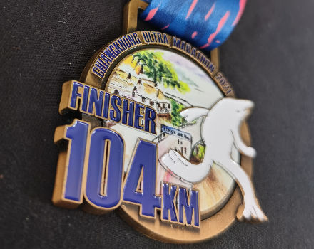 Chiangkhong Ultra Marathon medal for 104KM finisher UV printing supplier