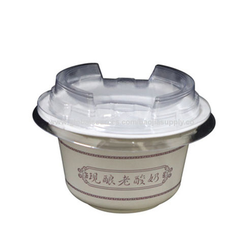 100g Plastic Shrinkage Film Yogurt Cup With Lid and Spoon Wholesale  Manufacturer