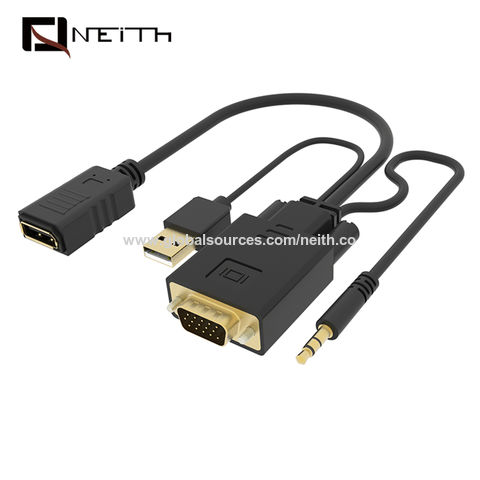 Convertidor de adaptador de cable HDMI a VGA de 15 pines d Sub, HDMI dorado  macho a VGA hembra Cable conector para computadora portátil Conectar al