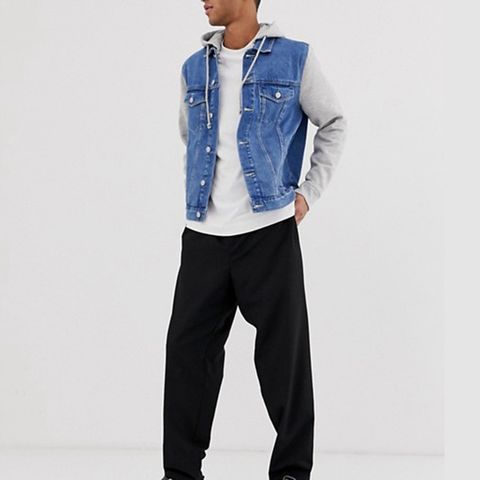  Men Denim Jacket Streetwear Hip Hop Men's Hooded Jean Jackets  Male Casual Outerwear : Clothing, Shoes & Jewelry