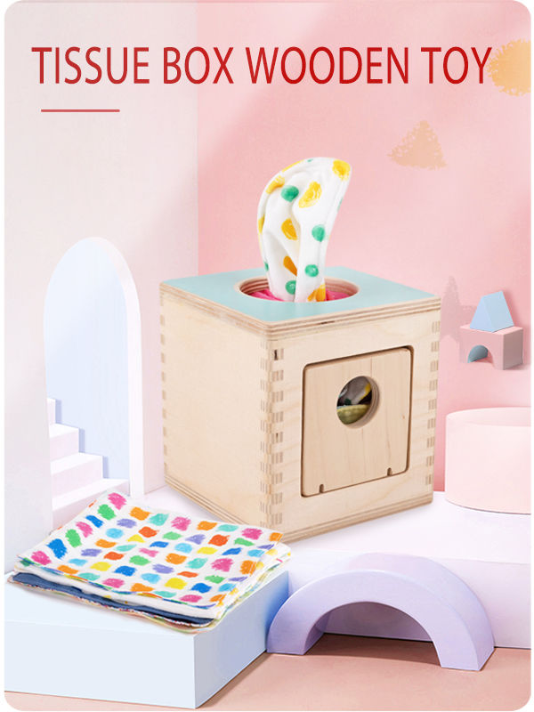 China Wooden Tissue Box Baby Learning Montessori eco spinning cloth ...