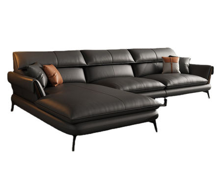 High Quality L Shape Black Leather Sofa, Black Contemporary Leather Sofa Set