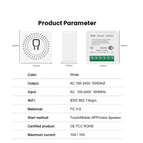 OEM WiFi Smart Switch Tuya APP AC Module Work with Google Home Alexa 10A  16A - China Tuya Smart, Interruptor Switch