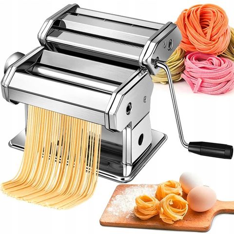 Homemade Pasta Maker Machine, Manual Hand Press with 6 Adjustable