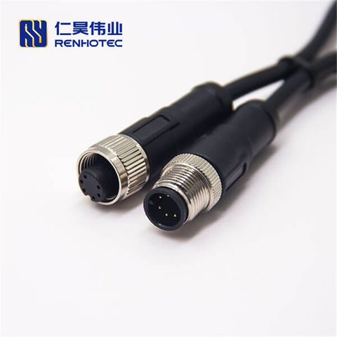 China M12 Cable Connector 6 Pin A Code Straight Male to Female Double ...