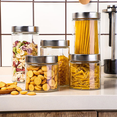 Buy Wholesale China Big Glass Canisters And Storage Jar 4 Sets With  Stainless Steel Screw On Lids For Food,spice, Coffee & Food Container at  USD 0.95